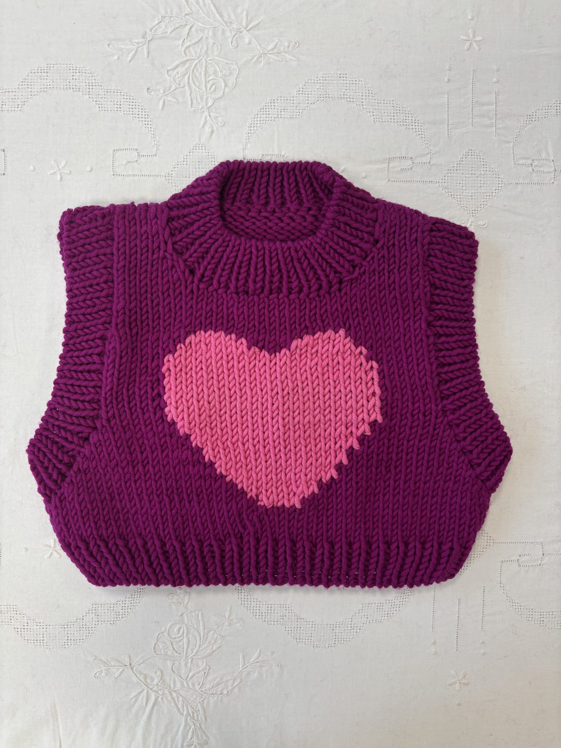 ARCHIVE KIDS #13 - Pull cœur fuchsia